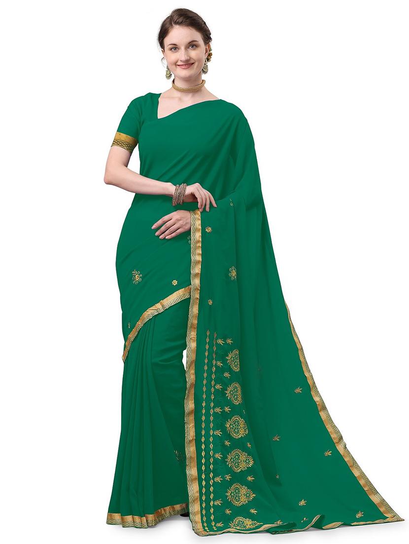 indigo georgette embroidered saree with blouse - 17664519 -  Zoom Image - 0