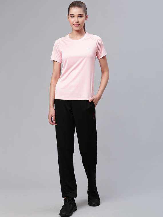 high rise solid track pants - 17664747 - Standard Image - 3