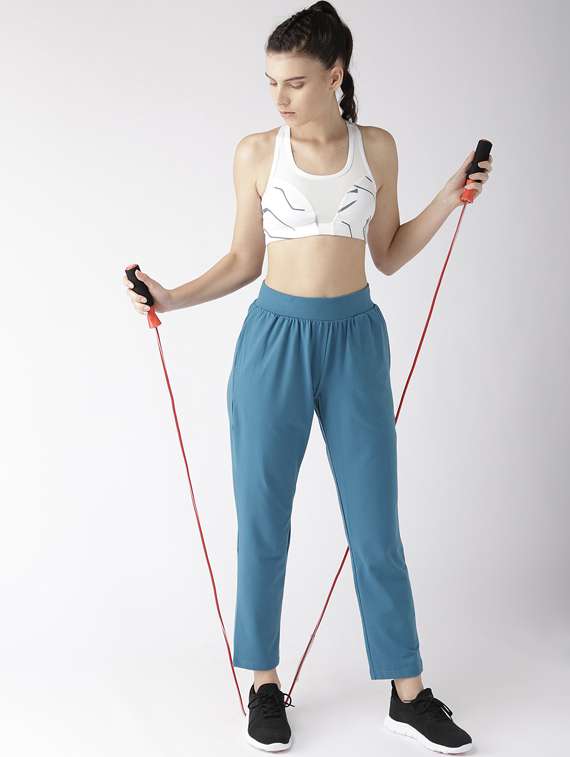 high rise solid track pants - 17664755 - Standard Image - 3