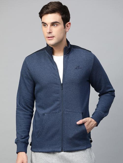 navy blue solid casual jacket - 17665209 -  Standard Image - 0