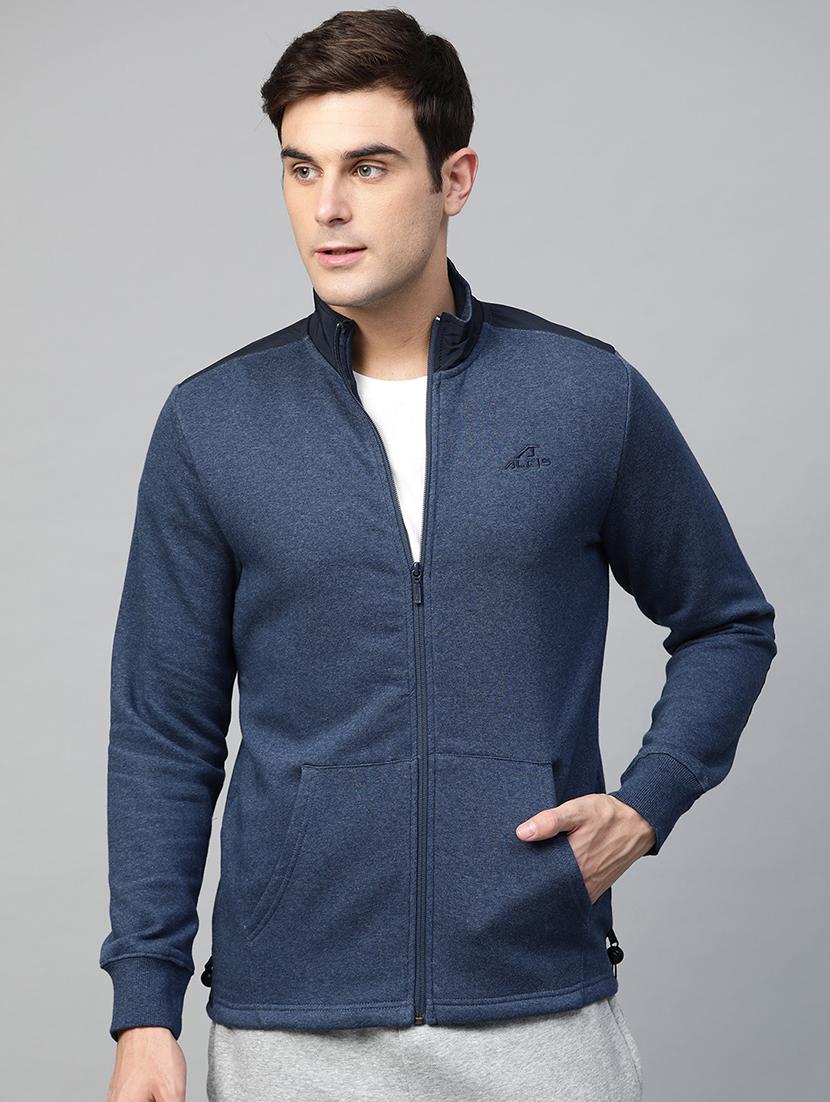 navy blue solid casual jacket - 17665209 -  Zoom Image - 0