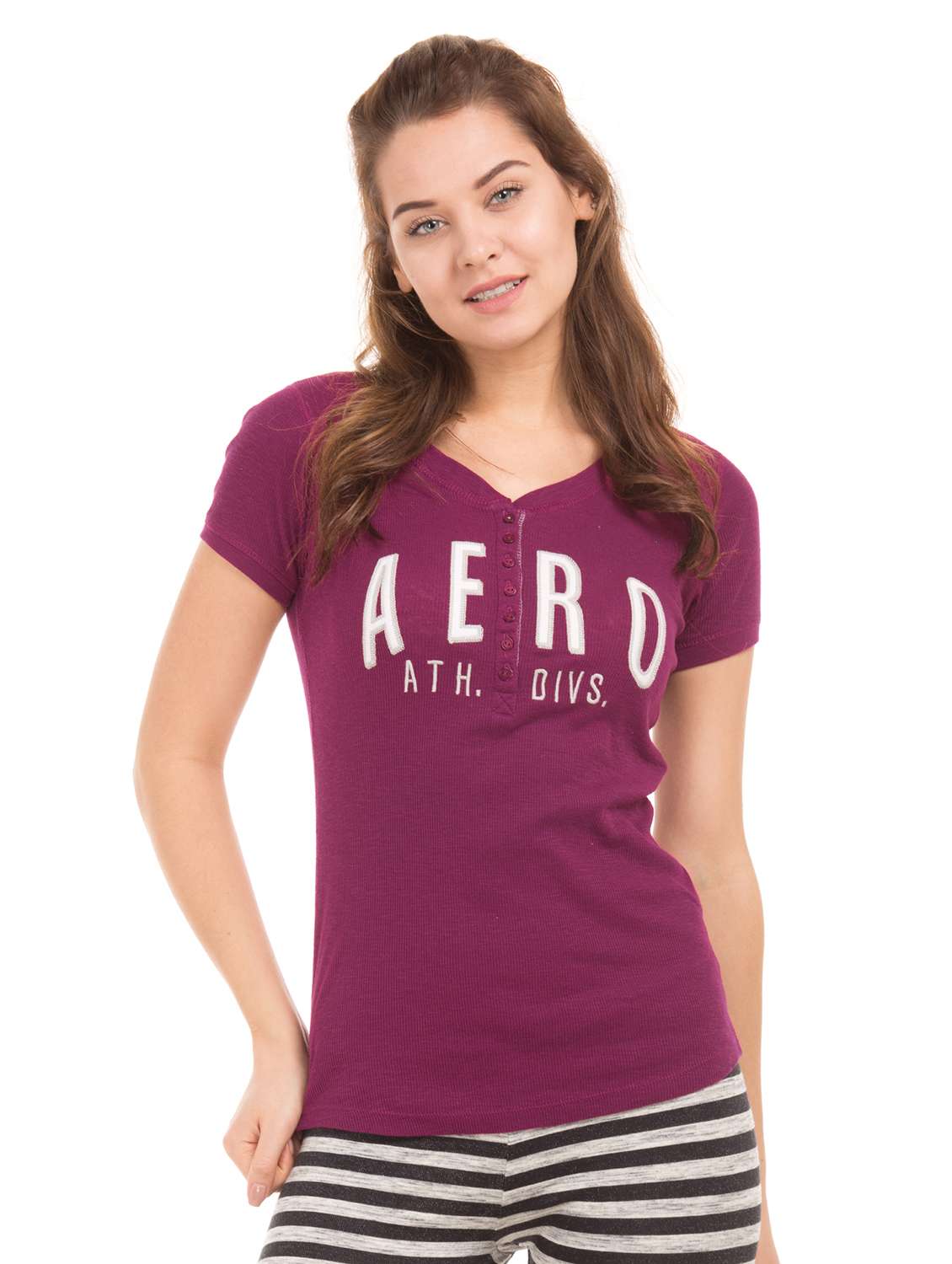 henley neck printed tee - 17665334 - Zoom Image - 0