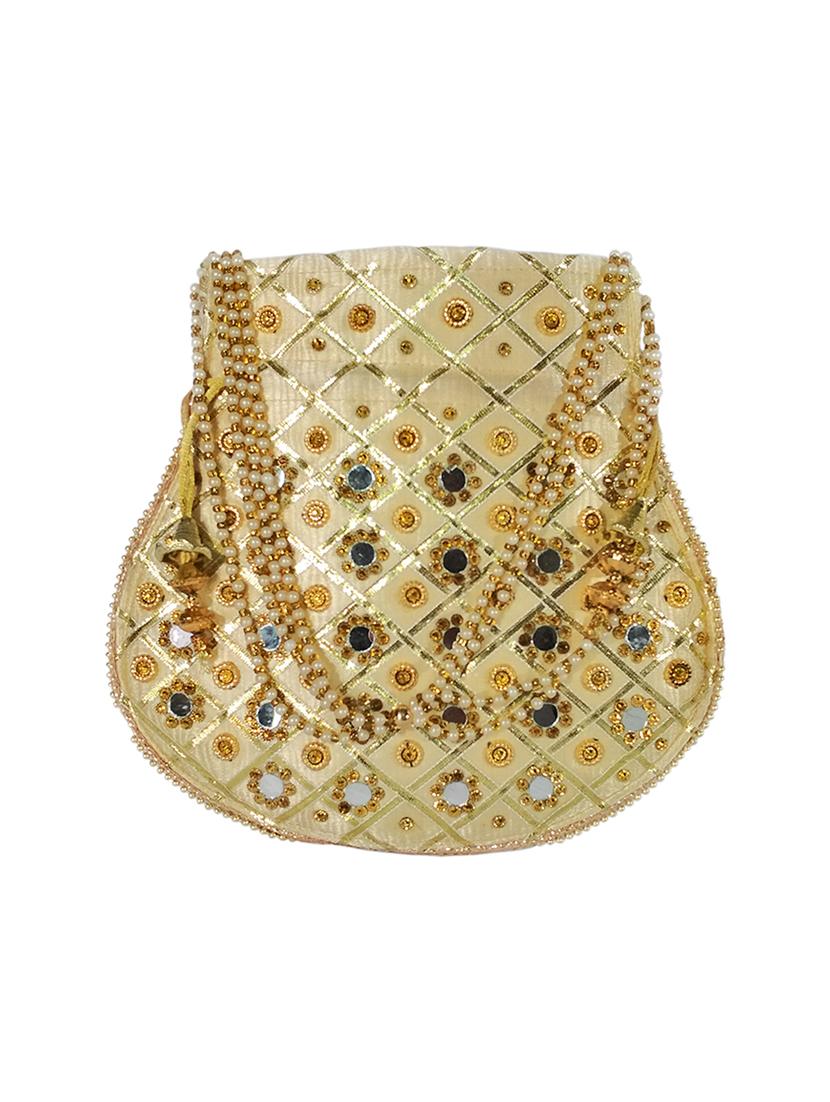 gold satin ethnic potli - 17665746 - Zoom Image - 0