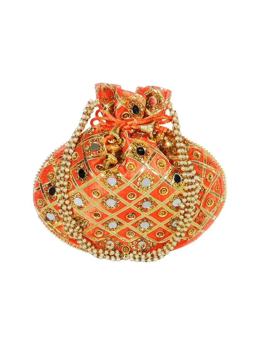 orange satin ethnic potli - 17665749 - Standard Image - 3
