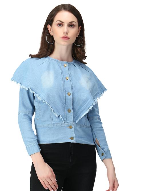 cape style denim summer jacket - 17665799 - Standard Image - 0