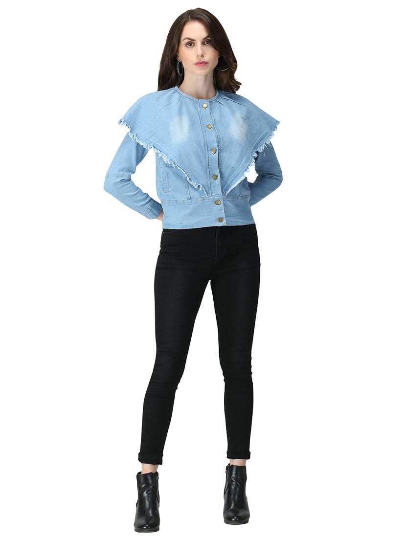 cape style denim summer jacket - 17665799 - Standard Image - 3