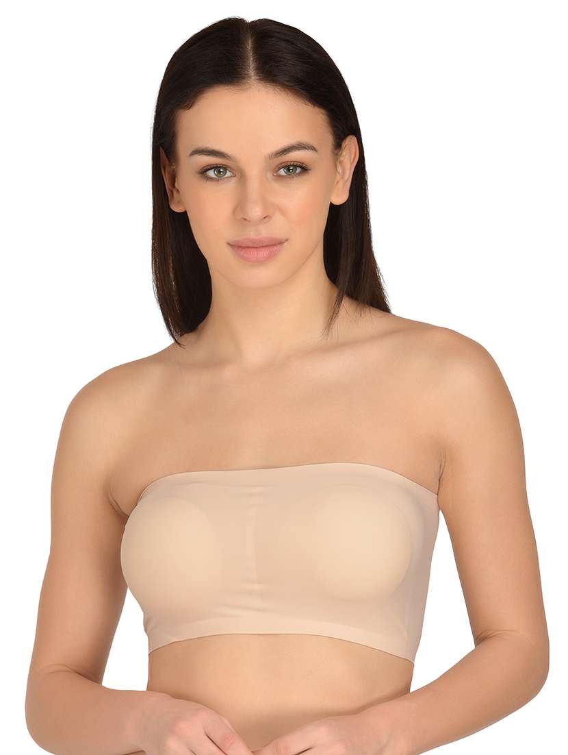 beige solid tube bra