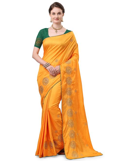 orange embroidered saree with blouse - 17665935 - Standard Image - 0