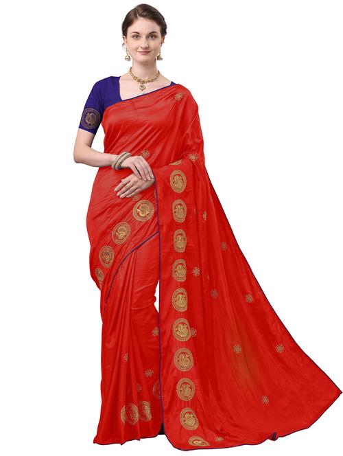 ethnic motifs embroidered saree with blouse - 17665943 -  Standard Image - 0
