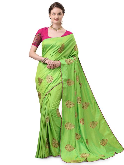 ethnic motifs embroidered saree with blouse - 17665946 -  Standard Image - 0