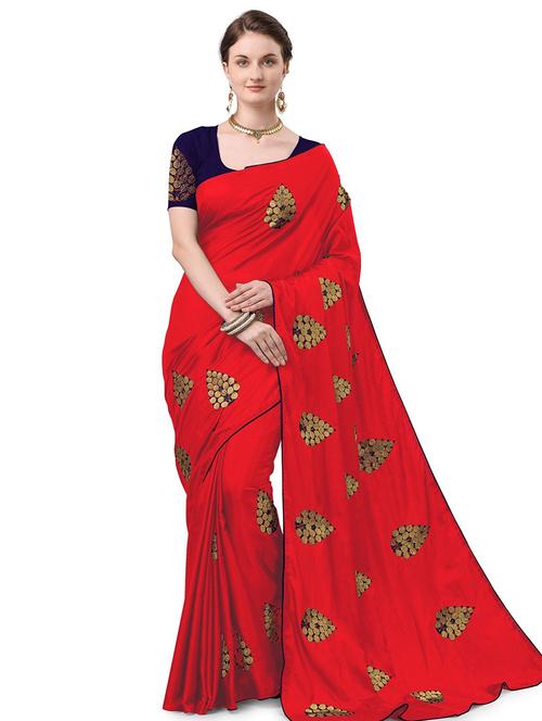 ethnic motifs embroidered saree with blouse - 17665950 -  Standard Image - 0