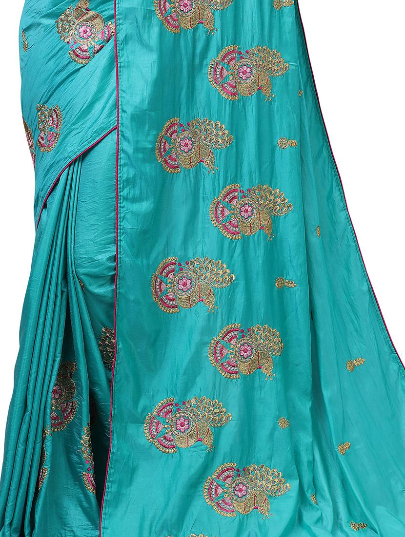 ethnic motifs embroidered saree with blouse - 17665956 - Standard Image - 3