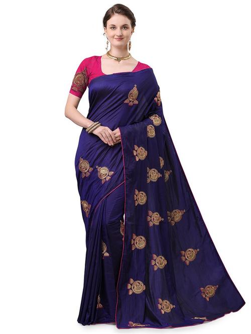 ethnic motifs embroidered saree with blouse - 17665957 -  Standard Image - 0