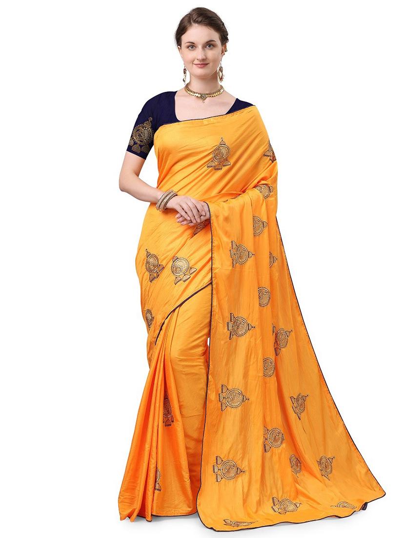ethnic motifs embroidered saree with blouse - 17665959 - Zoom Image - 0