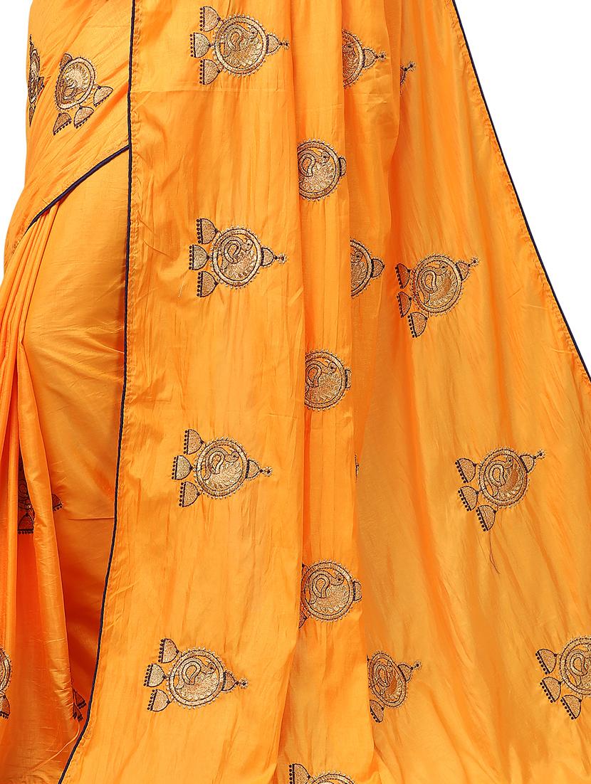 ethnic motifs embroidered saree with blouse - 17665959 - Standard Image - 3