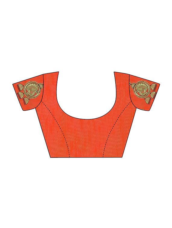 ethnic motifs embroidered saree with blouse - 17665967 - Standard Image - 3