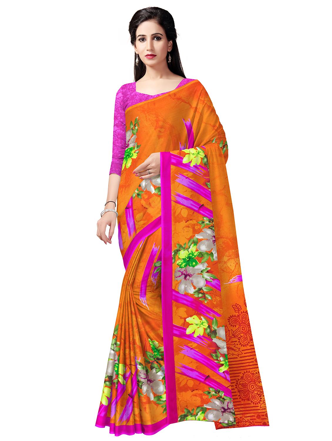 floral printed saree with blouse - 17665969 -  Zoom Image - 0