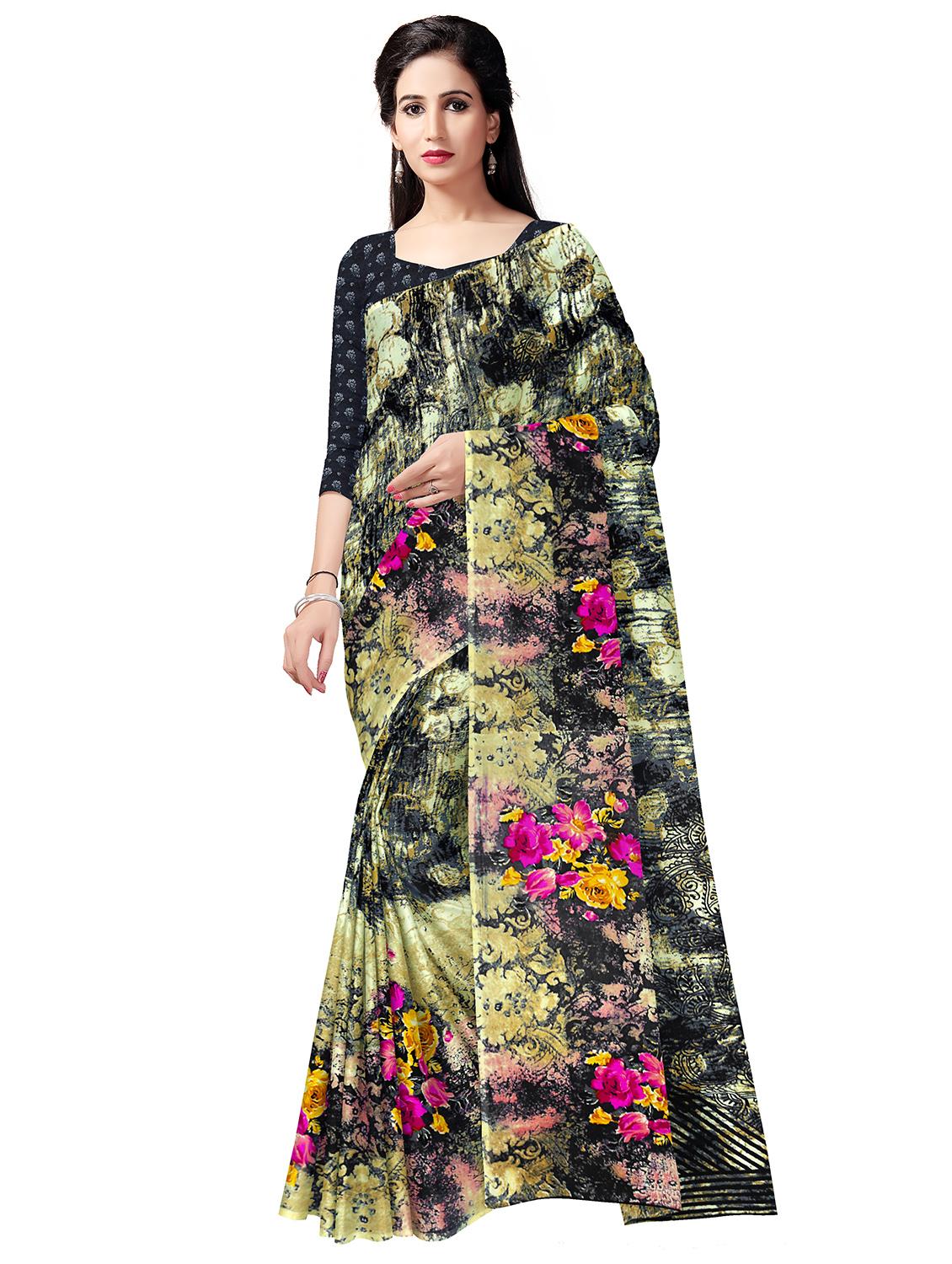 floral printed saree with blouse - 17665970 - Zoom Image - 0