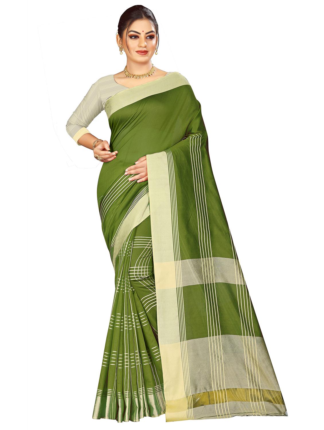 striped woven saree with blouse - 17665976 - Zoom Image - 0