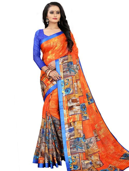 floral printed saree with blouse - 17665982 -  Standard Image - 0