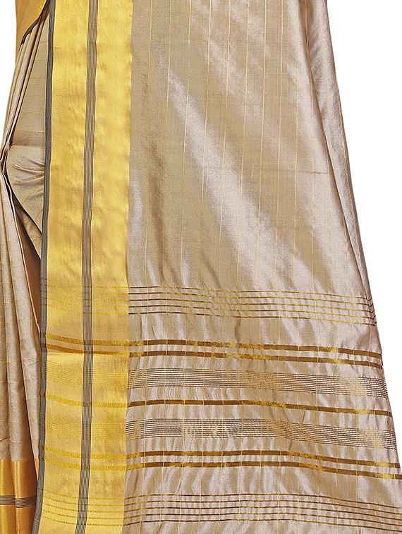 beige silk saree with blouse - 17665983 - Standard Image - 3