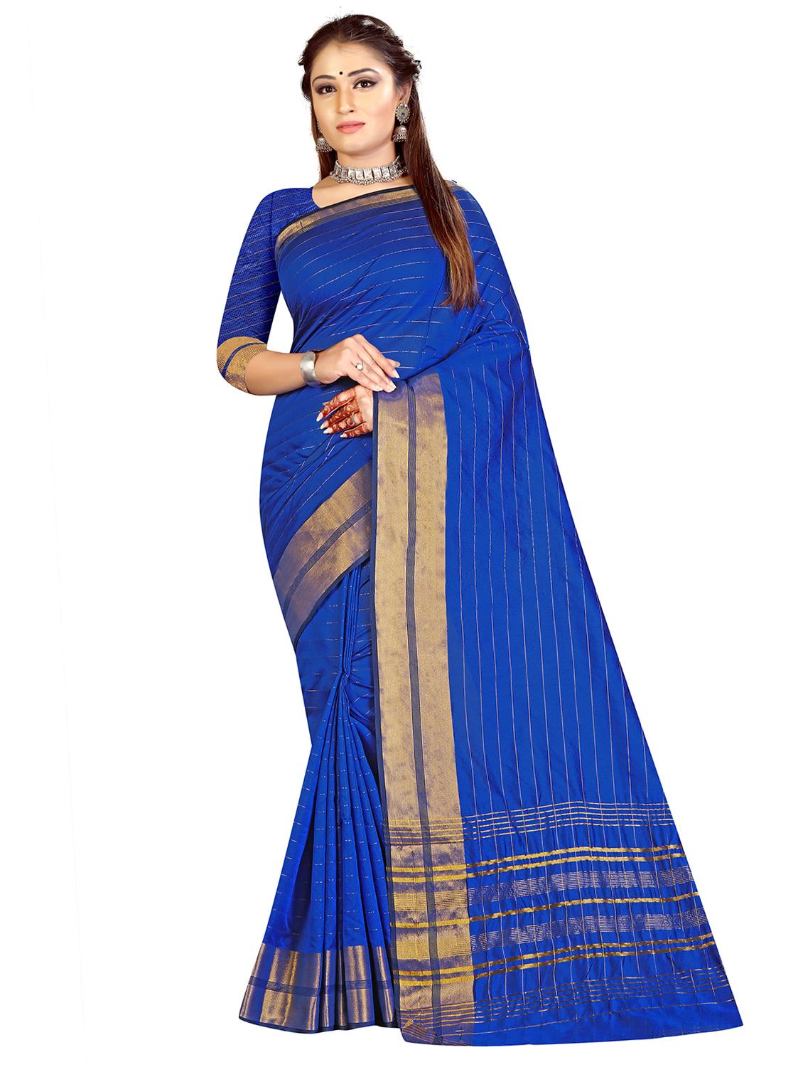 striped woven saree with blouse - 17665995 - Zoom Image - 0