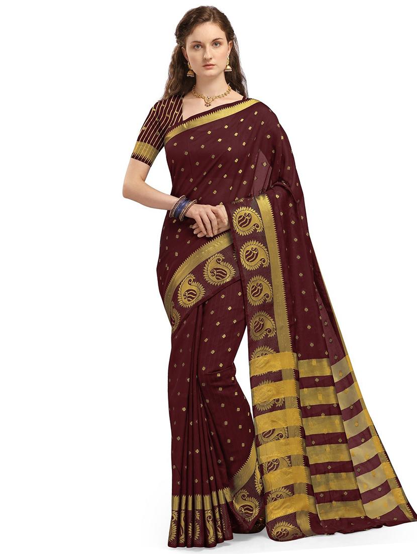 floral handloom saree with blouse - 17666000 -  Zoom Image - 0