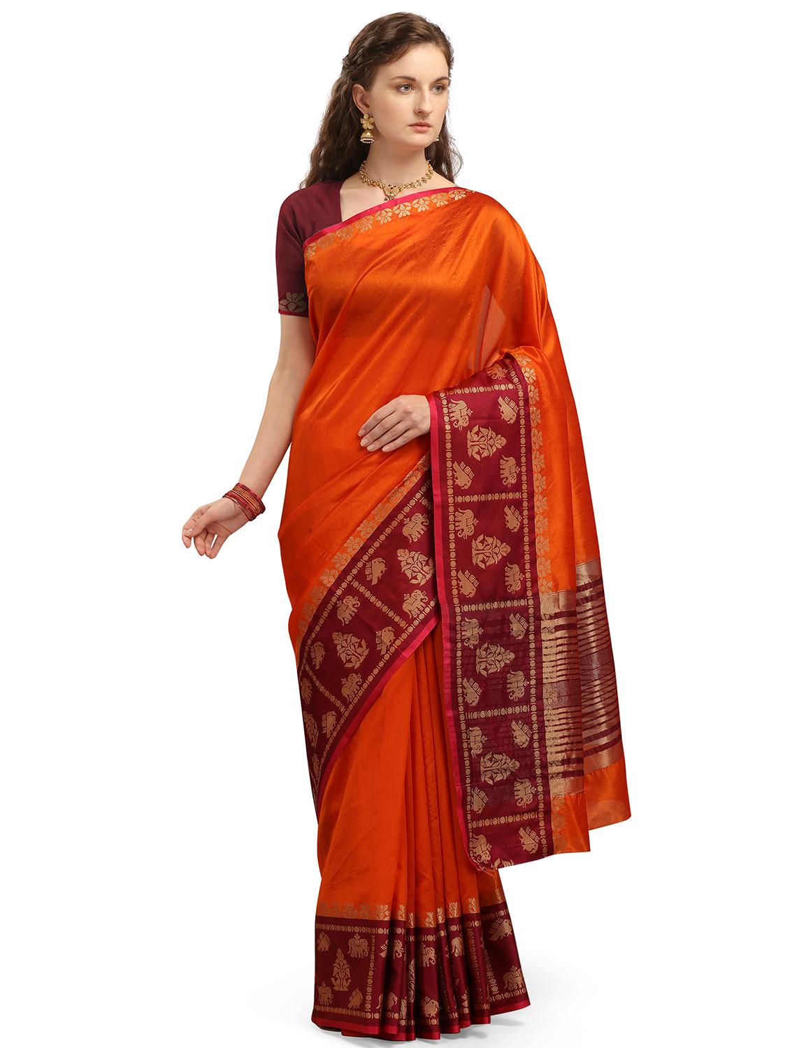self design woven saree with blouse - 17666006 -  Zoom Image - 0