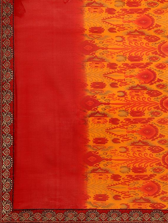 ikat printed saree with blouse - 17666020 - Standard Image - 3