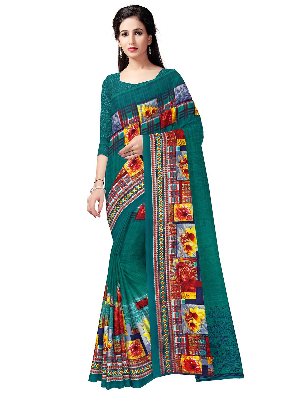 floral printed saree with blouse - 17666025 -  Zoom Image - 0