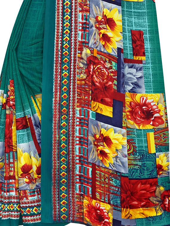 floral printed saree with blouse - 17666025 - Standard Image - 3