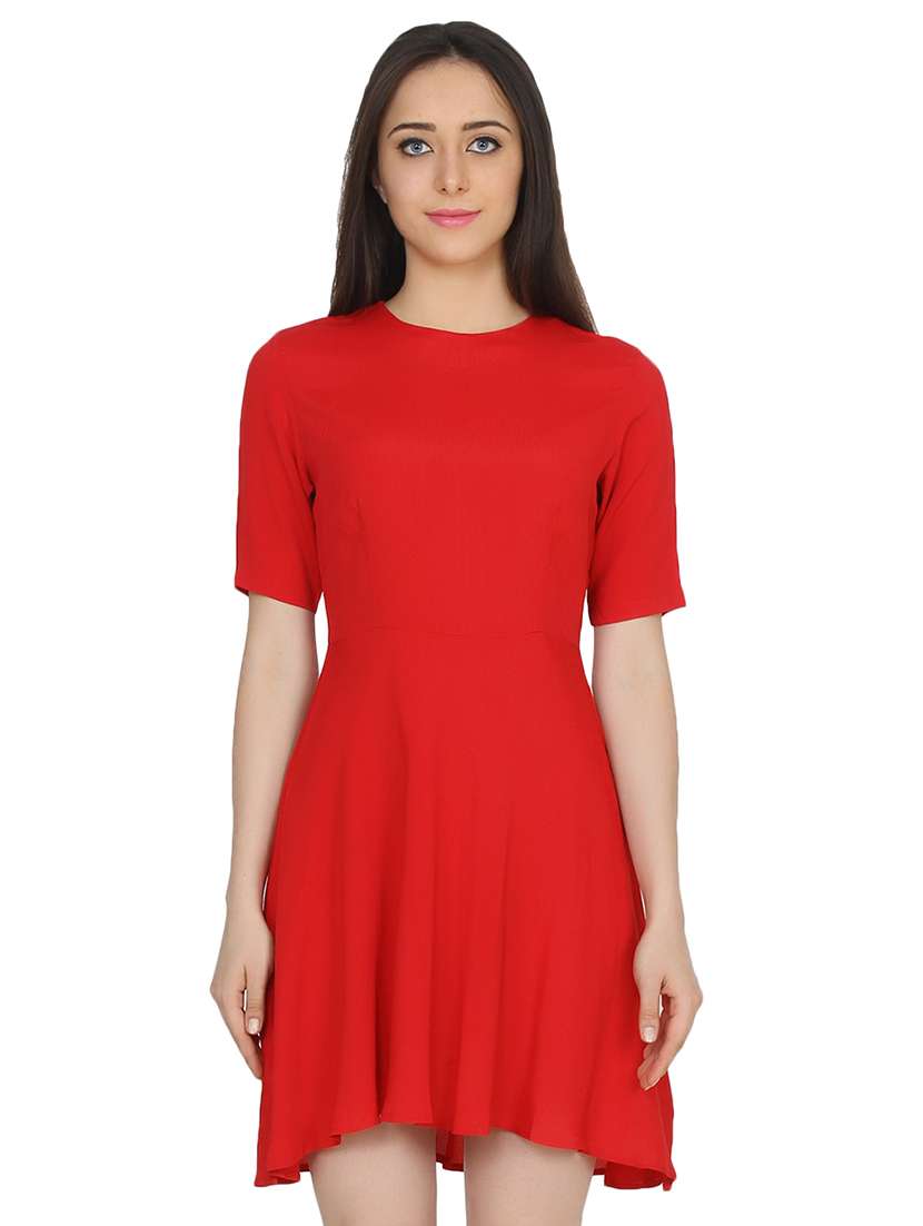 Crew Neck Flared Dress 