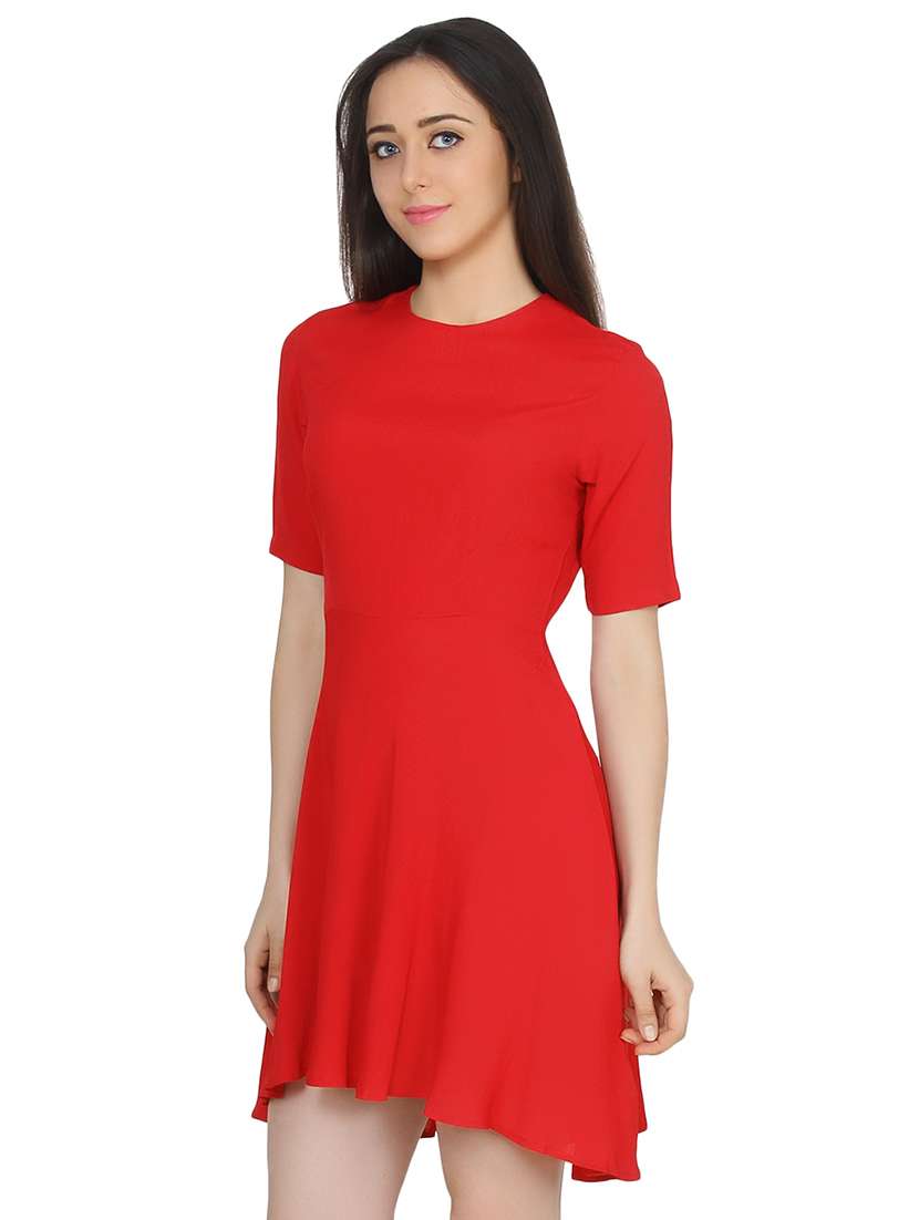 Crew Neck Flared Dress 