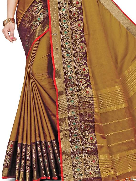 jacquard handloom saree with blouse - 17668316 - Standard Image - 3