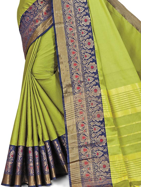 jacquard handloom saree with blouse - 17668317 - Standard Image - 3