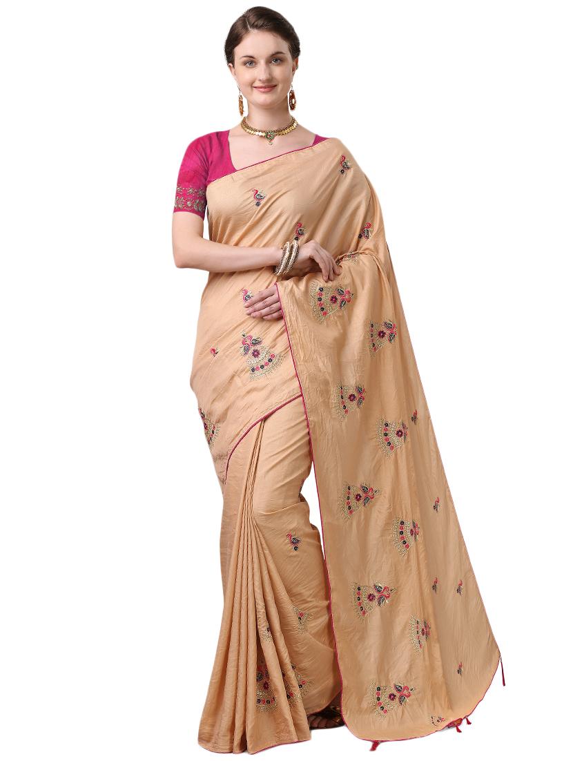ethnic motifs embroidered saree with blouse - 17668325 - Zoom Image - 0