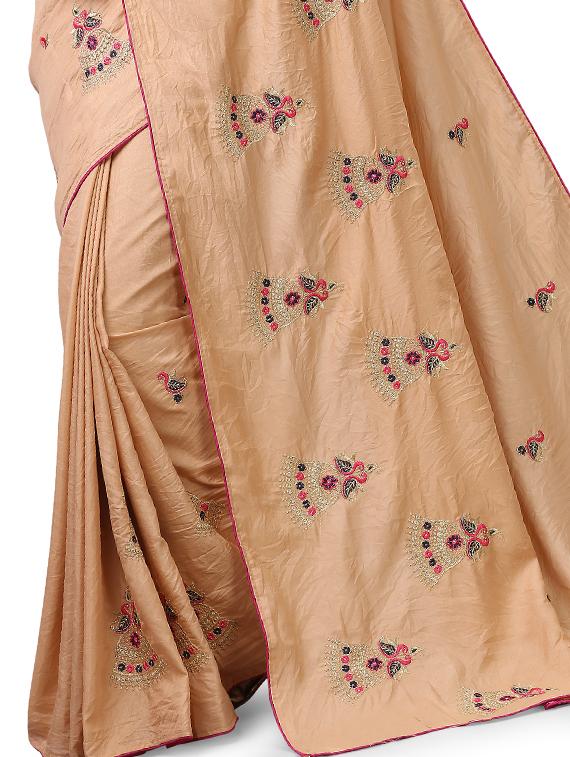 ethnic motifs embroidered saree with blouse - 17668325 - Standard Image - 3