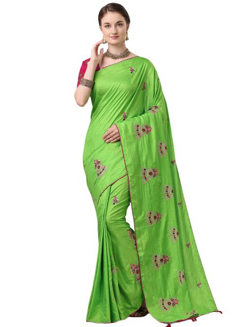 ethnic motifs embroidered saree with blouse - 17668327 -  Standard Image - 0