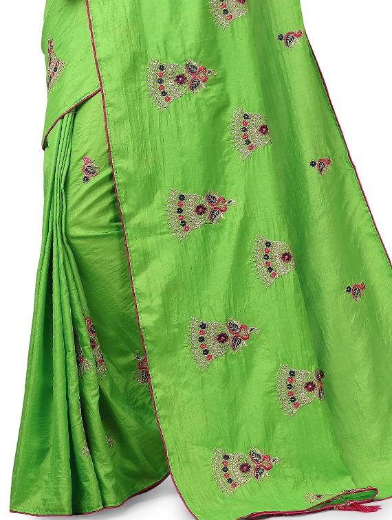 ethnic motifs embroidered saree with blouse - 17668327 - Standard Image - 3