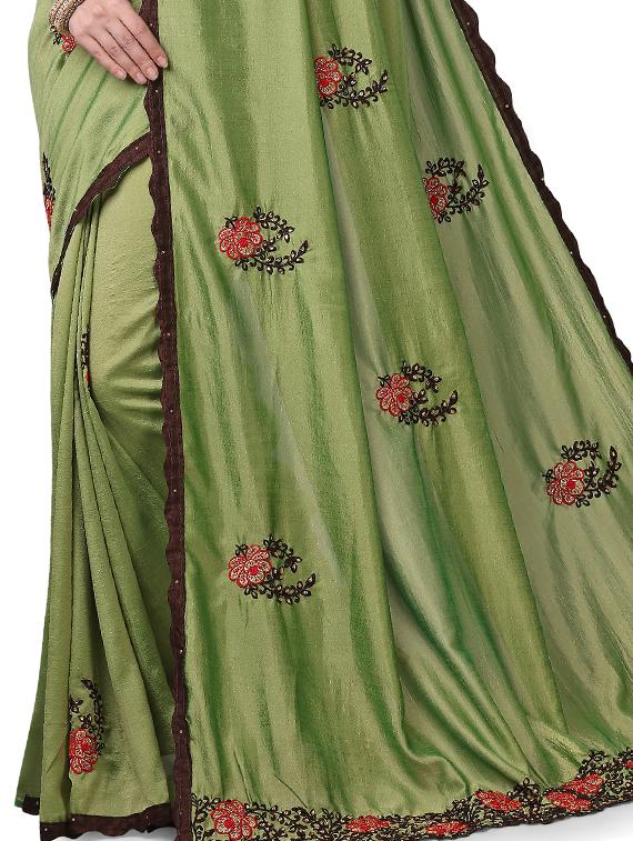 ethnic motifs embroidered saree with blouse - 17668328 - Standard Image - 3