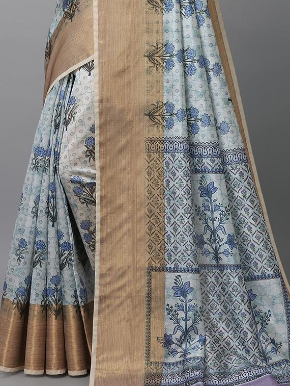 floral printed saree with blouse - 17668359 - Standard Image - 3