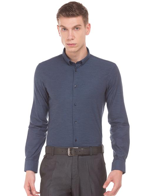 navy blue solid formal shirt - 17668578 -  Standard Image - 0