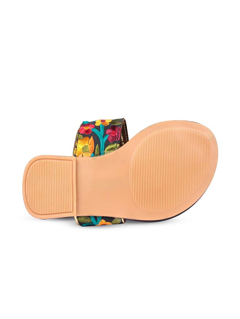 black leatherette ethnic kolhapuris - 17669089 -  Standard Image - 5