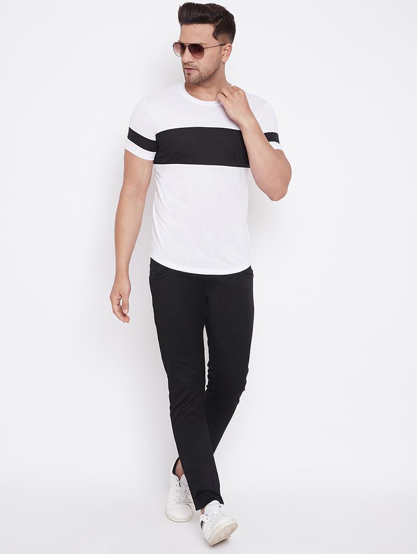 white color block cut & sew t-shirt - 17669494 - Standard Image - 3