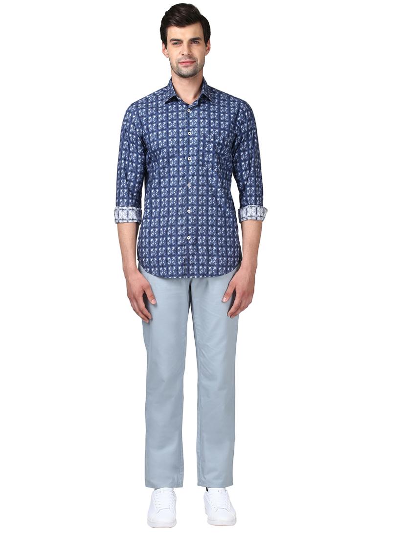 navy blue printed casual shirt - 17669777 - Standard Image - 3