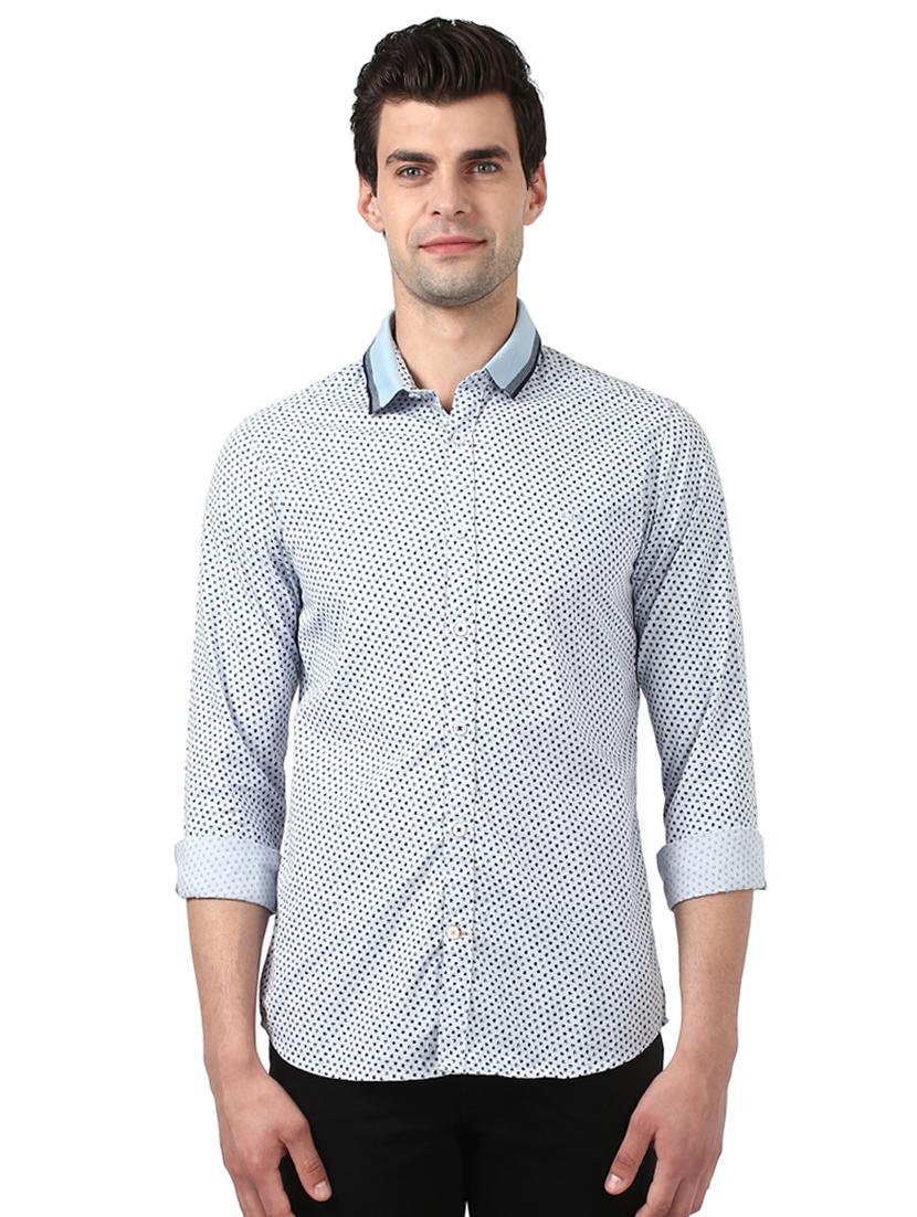 light blue printed casual shirt - 17669853 - Zoom Image - 0