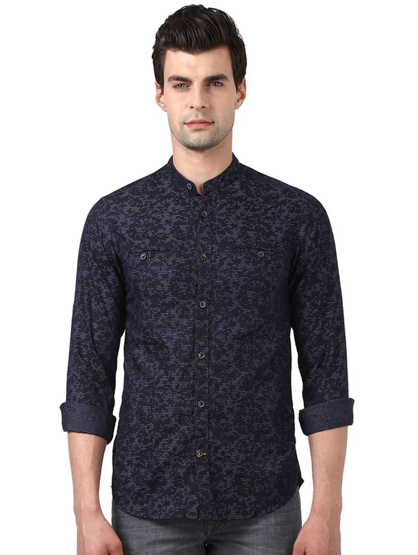 navy blue striped casual shirt - 17669861 - Zoom Image - 0