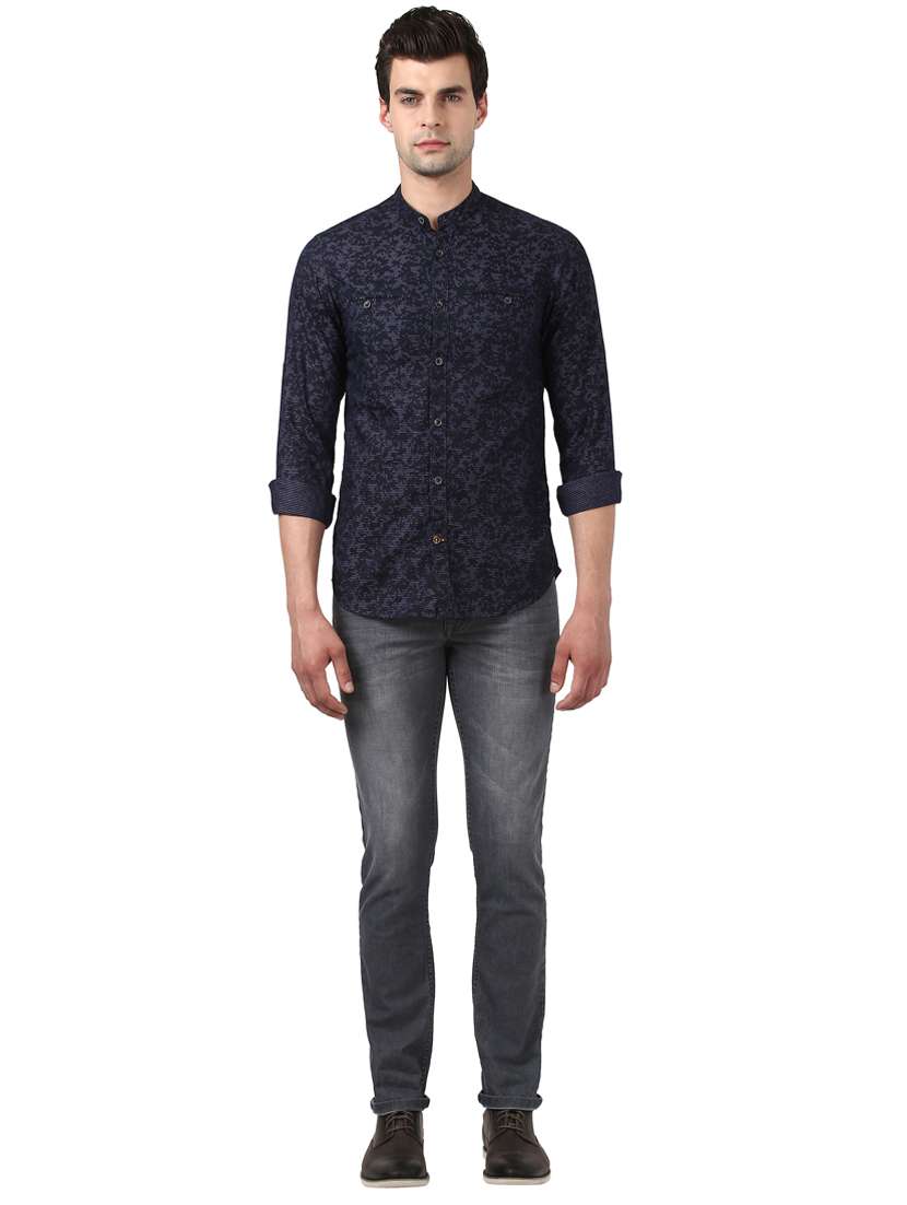 navy blue striped casual shirt - 17669861 - Standard Image - 3