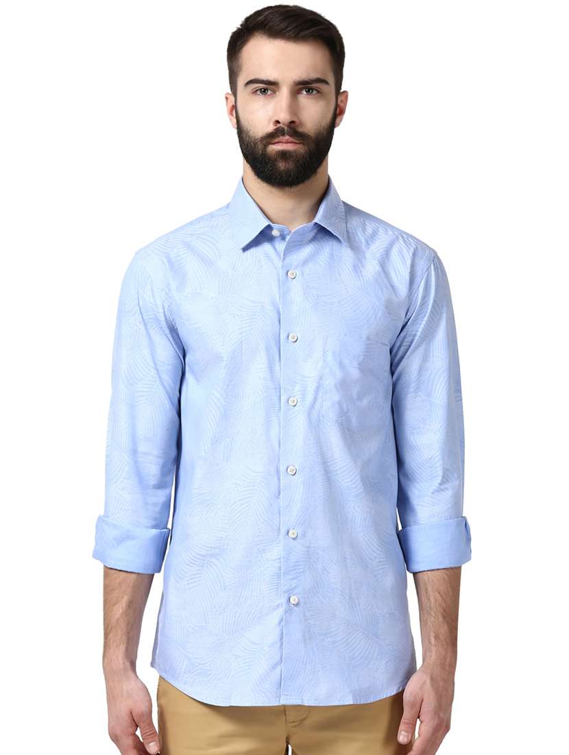 light blue printed casual shirt - 17669877 -  Zoom Image - 0