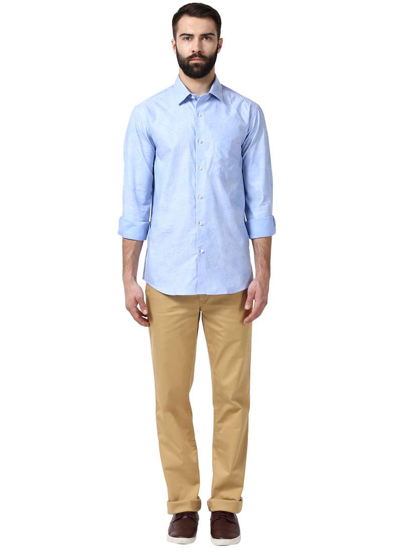 light blue printed casual shirt - 17669877 - Standard Image - 3